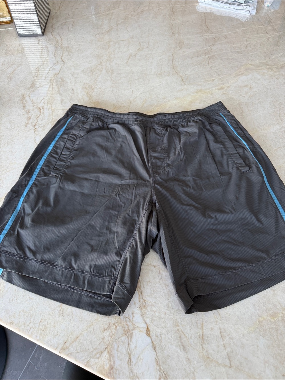 lululemon athletica Black Athletic Shorts with Blue Trim